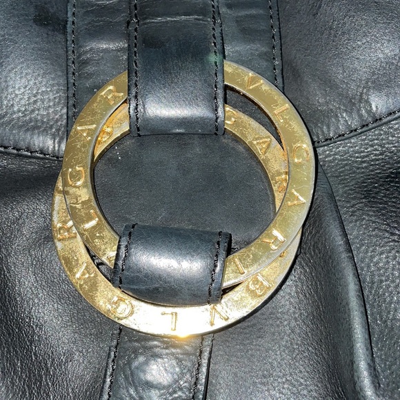 Vintage Bulgari Distressed Leather Shoulder Bag - Picture 2 of 9